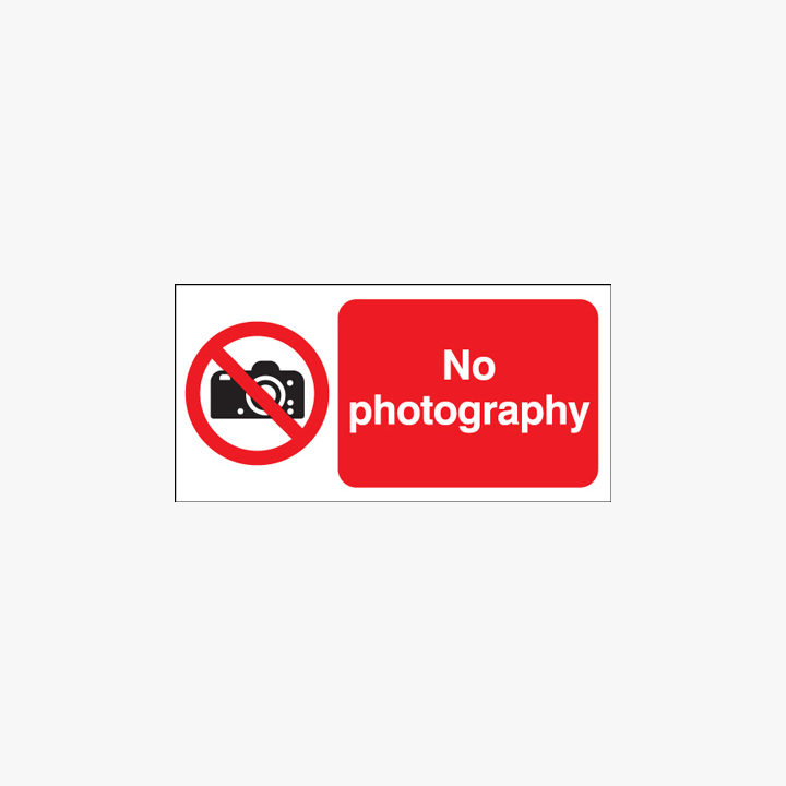 Self Adhesive Plastic 200x400mm No Photography Signs