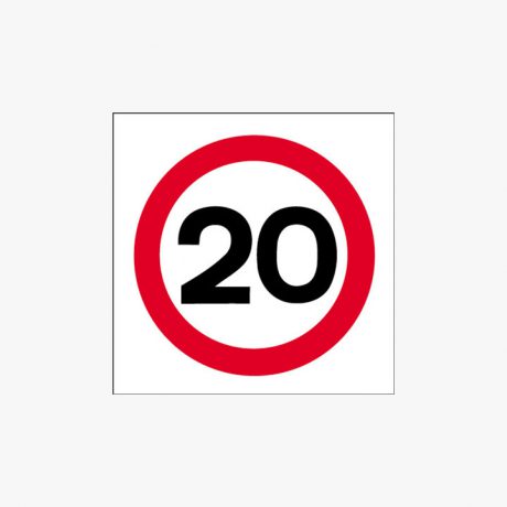 Plastic 600x600mm 20 Mph Traffic Sign Signs