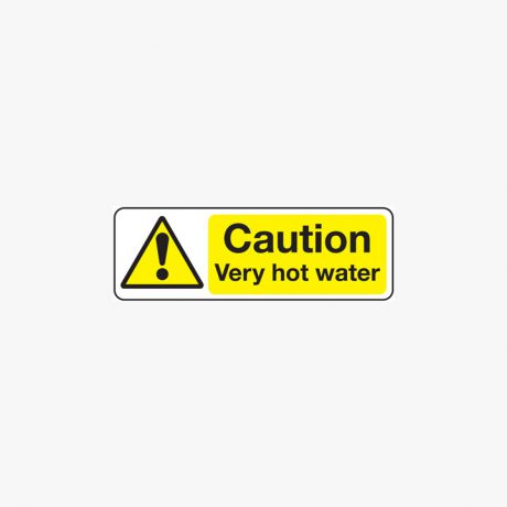 Plastic 100x250mm Caution Very Hot Water Signs