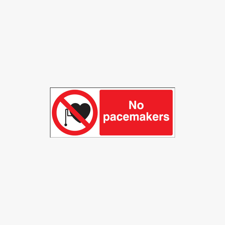 No Pacemakers Self Adhesive Plastic Signs 250 mm x 100 mm