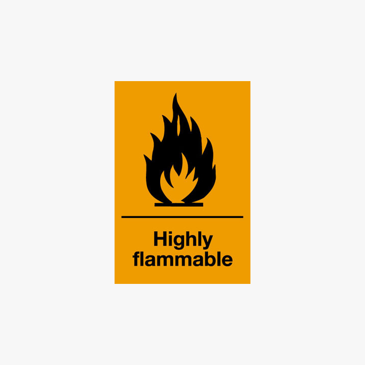 Self Adhesive 150x100mm Highly Flammable Signs Safety Sign UK