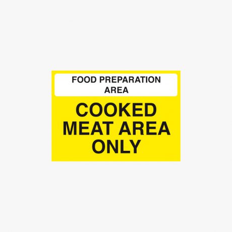 Plastic 210x148mm (A5) Cooked Meat Area Only Signs