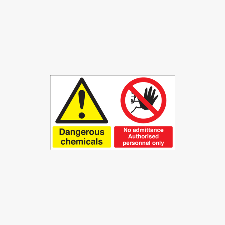 Self Adhesive Plastic 300x500mm Dangerous Chemicals No Signs