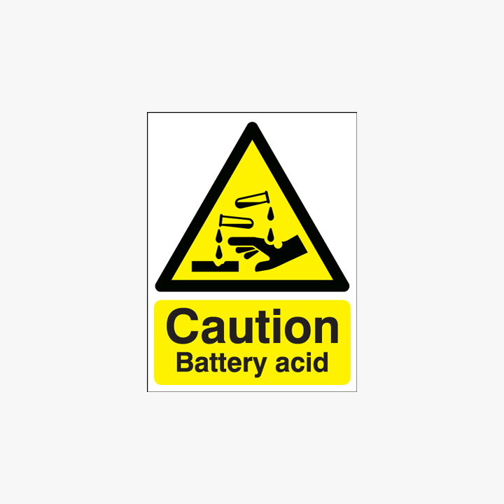 Self Adhesive Plastic 400x300mm Caution Battery Acid Signs Safety Sign UK