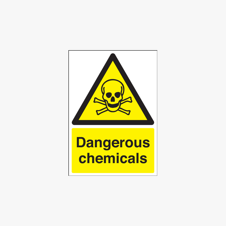 Self Adhesive Plastic 300x200mm Dangerous Chemicals Signs