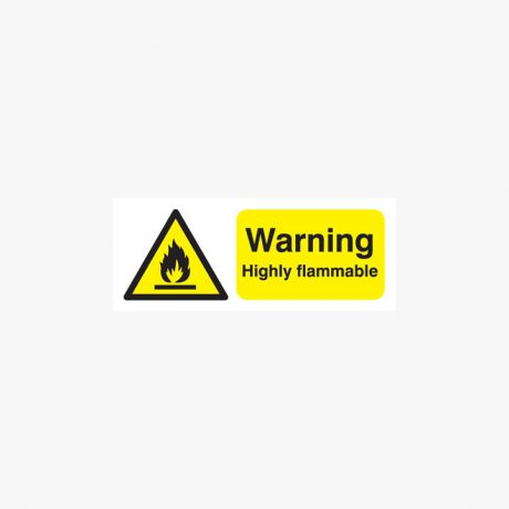 Warning Highly Flammable Plastic 100x250mm Signs