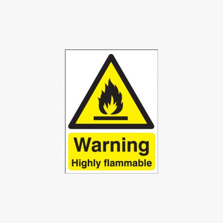 Warning Highly Flammable Self Adhesive Plastic 400x300mm Signs