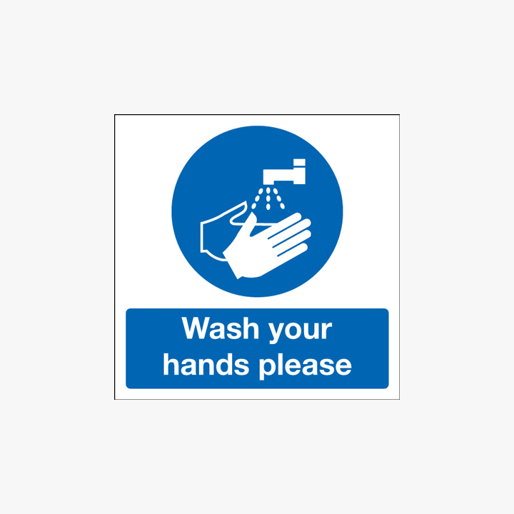 Wash Your Hands Please Plastic Signs 125 mm x 125 mm