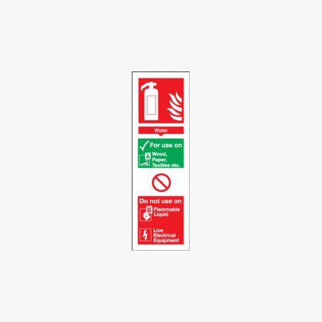 Water Extinguisher For Use On Self Adhesive Plastic 280x90mm Signs