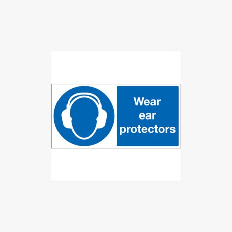 Wear Ear Protectors Self Adhesive Plastic 600x300mm Signs