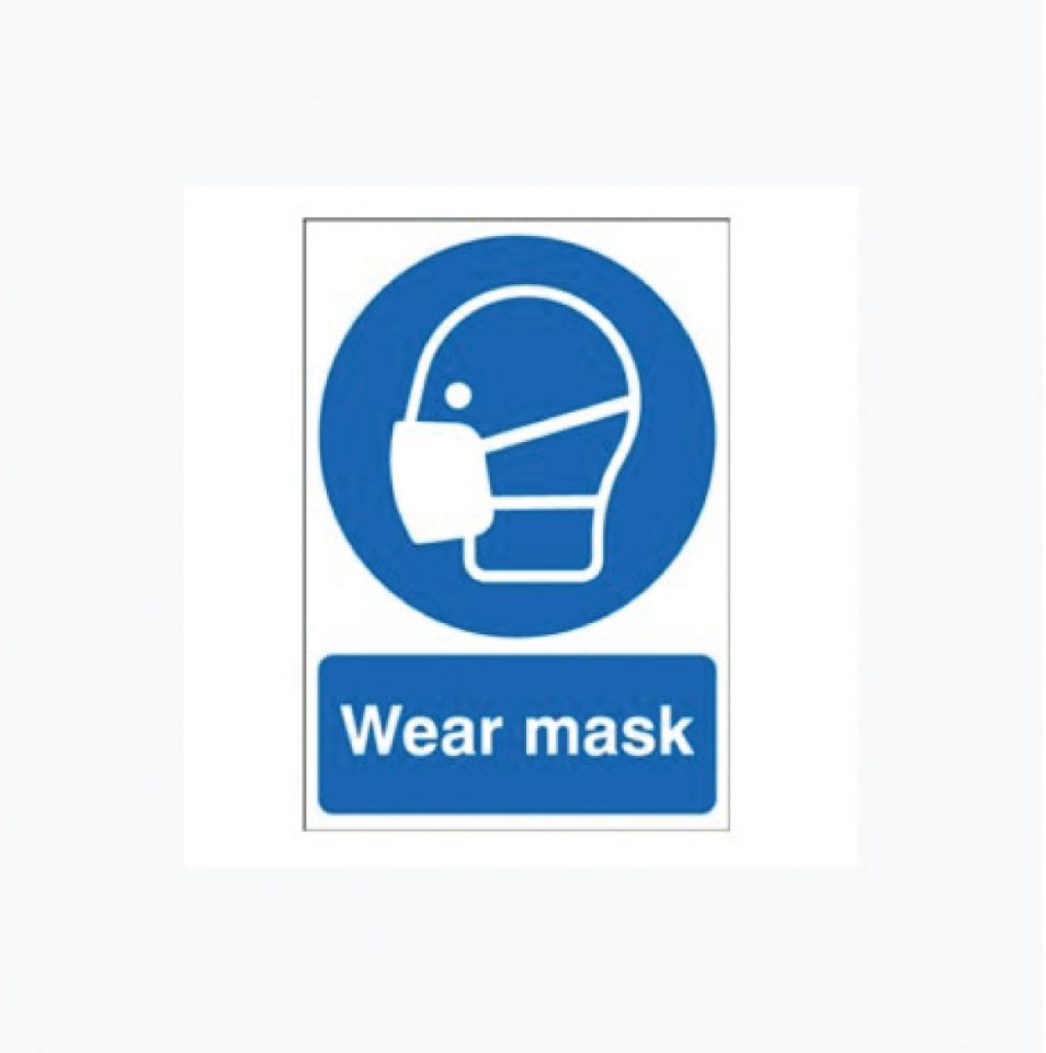Wear Face Mask Plastic Signs with sticky back