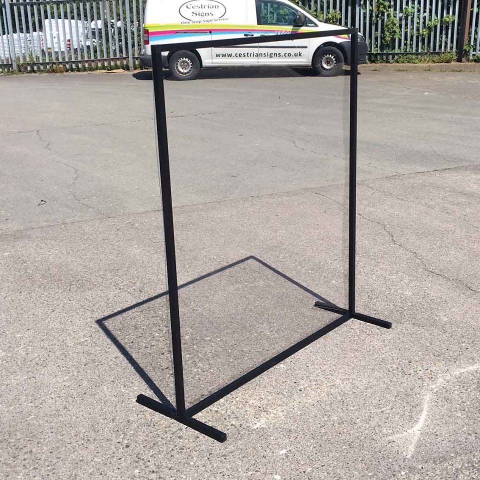 Free Standing Sneeze Guard Screen Frame Safety Sign UK