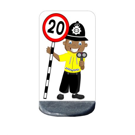 Road safety school 20 mph sign Police man