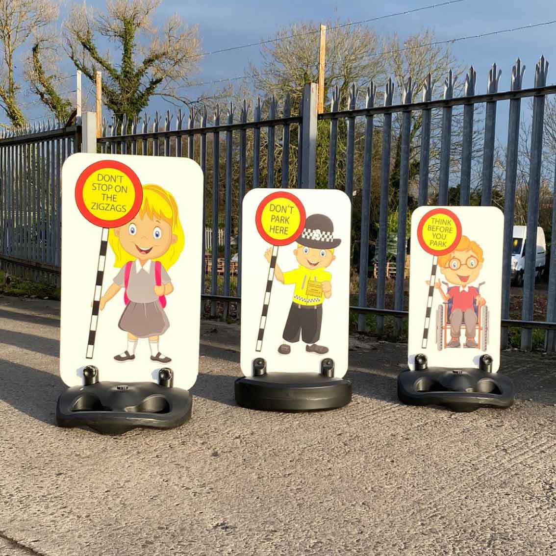 School road safety signs are a great way to stop parents and carers